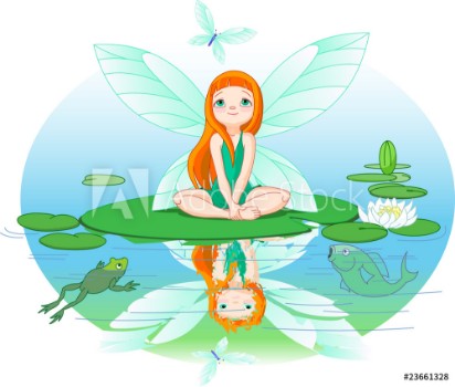 Picture of Fairy observes for flying butterfly